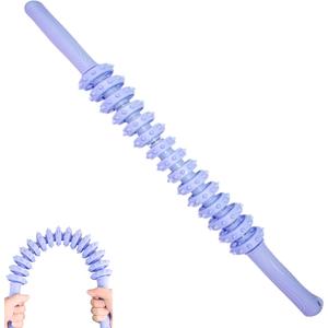 LEZER Flexible Massage Stick 21.7" Muscle Roller, 14 Roller Trigger Point, Deep Tissue Myofascial Release & Muscle Recovery, Bendable Body Massager for Neck, Back & Legs