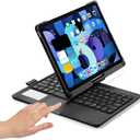 HENGHUI 360 Rotatable Keyboard Case for iPad Air 5th 4th Generation 2022/2020, iPad Pro 11 inch 4th 3rd 2nd Gen Backlight Keyboard with Trackpad, Bluetooth Foldable Keyboard Cover (Black)