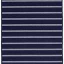Garland Rug Avery Striped Navy Blue / White 3 Ft 6 In X 5 Ft Rug Non-Slip, Soft, Stain-Resistant Ideal For Living Rooms & Hallways, Stylish & Durable For High-Traffic Areas