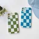 2 x NITITOP Compatible with iPhone 11 Pro Max Case Cute Aesthetic Checkerboard Larger Blocks Pattern for Women Girl Trendy Slim Fit TPU Silicone Shockproof Full Camera Protection Cover - Green