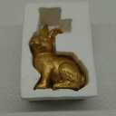 Gold Bunny Figurine, Easter Decor, 6.75" Statue, Modern Vintage Rabbit Ornament