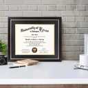GMFrames 11x14 Wood Diploma Frame with Black Mat or Display 14x17 Certificates without Mat,Tempered Glass,Rustic Black Finish with Gold Trim