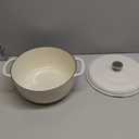 Lodge Essential Enamel Cast Iron Dutch Oven with Lid - Induction- Oven-Safe Enamel Cookware up to 500 F - Heat-Retaining Braising & Roasting Pot - Non-Toxic Cookware - 7.5 Quart, Oyster White