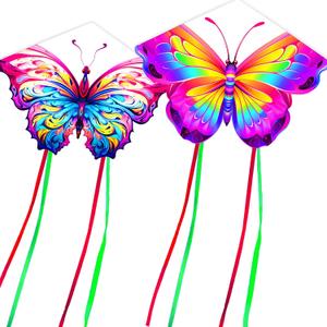 HENGDA KITE 2 Pack Butterfly Kite,for Kids and Adults,Easy to Fly,Excellent Fabric and Structure Design,The Pictures are Beautiful in high Definition,Suitable for Beginners(31x22)