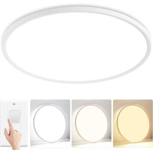 24 inch Dimmable LED Ceiling Light Fixture, Ultra Thin Flush Mount, 50W 5000LM, 3000K/4000K/6500K Selectable, White, Perfect for Bedroom, Kitchen, Dining Room, Living Room, Home Office, Hallway