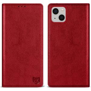 ZZXX for iPhone 13 Mini Wallet Case with [RFID Blocking] Card Slot Stand Strong Magnetic Leather Flip Fold Protective Phone Case for iPhone 13 Mini Case Wallet(Red-5.4 inch)