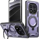 LEMAXELERS Magnetic Case for Redmi Note 14 Pro/Redmi Note 14 Pro+ with Rotatable Ring Holder [Compatible with MagSafe] Military Shockproof Kickstand Protective Case for Redmi Note 14 Pro, Purple MQ