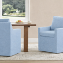 Upholstered Dining Chairs Set of 2, Washable Cover Modren Deskchair with 4 Casters & Hidden Storage for Dining Room, Living Room, Home Office, Linen, 2 Box