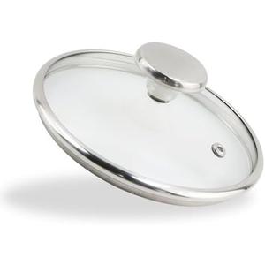 LC LICTOP Tempered Glass Lid for 6.5 Inch Cookware, Steam Vented Cover, Dishwasher & Oven Safe up to 400F, Universal Replacement for Pans & Skillets, Rounded 304 Stainless Steel Rim with Round Knob