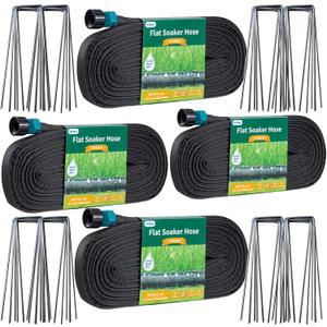 Hlinker 2026 Flat Soaker Hose 200 ft (50ft 4Packs) with Stake for Garden, Linkable Drip Hose Diy Automates Garden Irrigation System Saving 90% Water, Dual-layer Leak-free Design Water Hose with Holes
