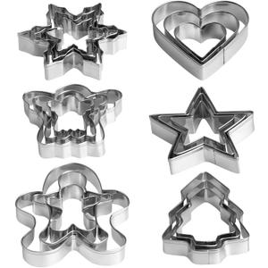 Christmas Cookie Cutter Set - 18 Piece Gingerbread Man, Snowflake, Tree, Heart, Star, Angel Shapes for Holiday Winter Baking