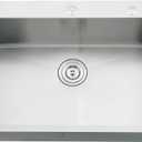 33x19 Drop in Kitchen Sink, 33 Inch Kitchen Sink Drop In Stainless Steel Sink Top Mount 16 Gauge Single Bowl Deep Basin with Drain Strainer, 33"x19"x10"