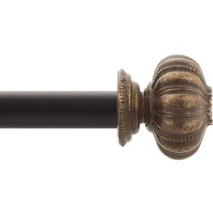 Deco Window Extendable Curtain Rod for Door & Windows Adjustable Length Heavy Duty Iron Telescopic Drapery Pole with Wooden Finials (1" Diameter) (36" to 66", Brown)