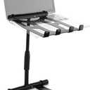 Pyle Portable Folding Laptop Stand - Standing Table with Adjustable Angle, Foldable Height and Four Prong Anti-Slip Tray for iPad, Tablet, DJ Mixer, Workstation, Gaming and Home Use - PLPTS55