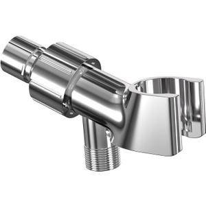 Adjustable Handheld Shower Head Holder, Universal Shower Hose and Shower Arm Mount Connector- Brass Pivot Ball, Premium ABS Bracket, 360 Rotation Shower Adapter (Chrome) (Spot Free Chrome)