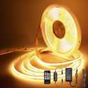 LED Strip Lights 32.8FT,Dimmable cob led Strip with Adapter and Remote,Superbright 24V led Tape,CRI90+,2700K Warm White led Strips,Indoor Perfect for Cabinet,Room,Kitchen,TV,Mirror