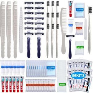 Suclain 96 Pack Hygiene Kits Bulk for Homeless Travel Size Toiletries and Dental Hygiene Kit Homeless Care Package Supplies Charity Donation Ready for Shelter Church Emergency Prep