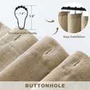 MIULEE Extra Long Linen Shower Curtain 84 Inches with 12 Metal Hooks Boho Farmhouse Heavy Buttonhole Fabric Shower Curtain Set Waterproof Thick Cloth Neutral Curtains for Bathroom W72*L84, Khaki