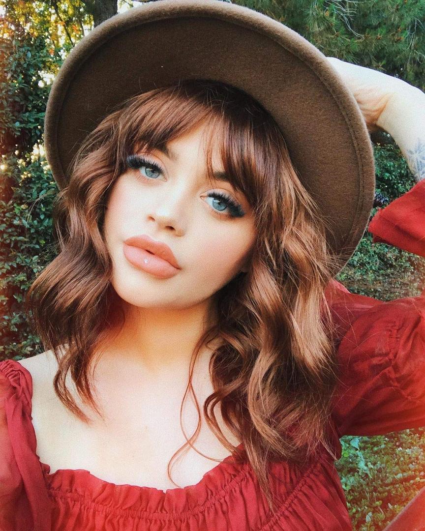 Short Curly Wigs with Bangs for Women 14 Inches Wavy Bob Wig Synthetic Heat Resistant Fiber Wigs (27-30)