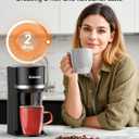 Single Serve Coffee Maker for K-Cup and Grounds, Fast Brew, 6-12 oz Brew Sizes Single Cup Coffee Maker Fits 5.5" Mugs, One-Button Small Coffee Maker, Descaling Reminder,Black,9.45 Inches