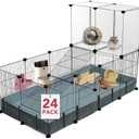 VISCOO 24 Panels Small Animal Playpen,Pet Playpen,C&C Cage for Guinea Pigs,Puppy Play Pen,Baby Chicken Cage,Indoor Outdoor Portable Metal Wire Yard Fence with Waterproof Mat