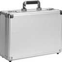 LOCKCURX Security Lock Boxes - 18.9 x 14.6 x 6.3 Inch X-Large, Portable Locking Storage Totes with Dual Combination Locks, Medicine Lock Box, Lock Boxes for Personal Items, Cash & Briefcase - Silver