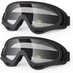 Clear Dirt Bike ATV Goggles Motorcycle Motocross Bike Riding UTV Off road Skiing Goggles Protective Eyewear Anti-Fog Dustproof Impact-Resistant Kids Youth Adult 2Pack/Clear