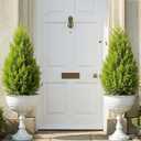 Sziqiqi Garden Metal Urn Planters: 22in Tall Planters for Outdoor Plants Set of 2 with Drainage Holes - White Large Vintage Round Flower Pots for Front Door Porch Patio