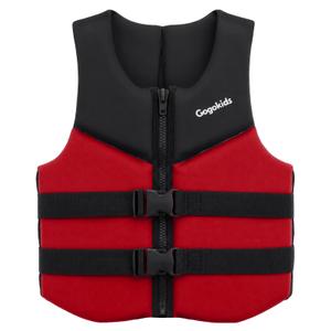 Gogokids Toddler Swim Vest Pool Floaties for Kids, Neoprene Swimming Jacket w/Adjustable Strap & Zip, Kids Pool Float Jacket for Boys Girls Youth Teens, Red, XL(6-12 Year, 50-90 lbs)