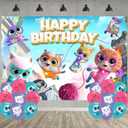 Super Cat Birthday Party Decoration,Kitties Party Photo Background 5 x 3 FT and 18 Pcs Balloon,Cat Merch Party Backdrop Supplies