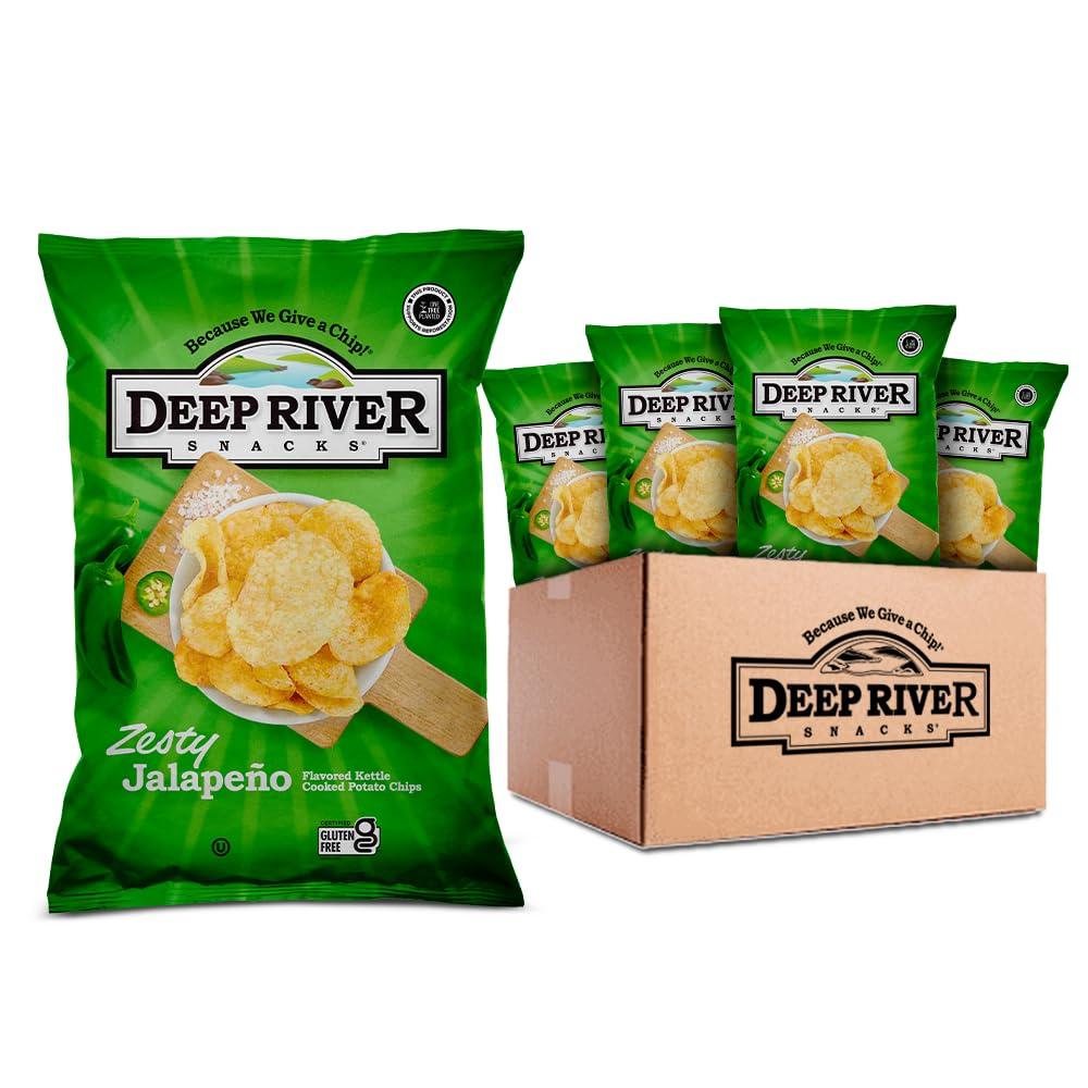 Deep River Snacks Zesty Jalapeno Kettle Cooked Potato Chips, 2-Ounce (Pack of 24), BB 16FEB2026