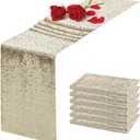 Champagne Sequin Table Runner 12" x 108" Pack of 6 Glitter Table Runner Metallic Sparkle Table Linen Runner for Baby Shower Wedding Birthday Party Event