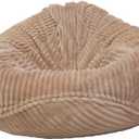 Bean Bag Chair for Adults and Kids Without Filler Giant Stuffed Animal Storage Cover Soft Faux Fur Floor Chair Cover for Bedroom Living Room, Khaki