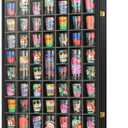 Shot Glass Display Case 61 Slots Large Capacity Holder with HD Acrylic Front 98% UV Protection Solid Wooden Wall Mounted Cabinet for Shot Glass Collection