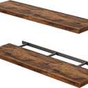 Fixwal Wall Shelves, 35" Long Heavy Duty Wall Mounted Rustic Wood Shelves for Living Room, Bedroom, Bathroom and Kitchen, Wall Shelves for Storage, Books, Room Decor (Rustic Brown, Set of 2), 35in