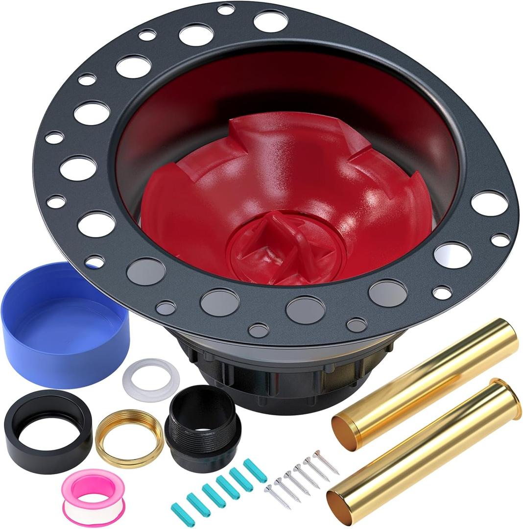 ITD35 Freestanding Tub Drain Rough-in Kit, Bathtub Drain Kit with with ABS Plastic Adapter and Brass Tail Pipes, Compatible with Freestanding Bathtub, Floor Mounted Bathtub and Copper Bathtub
