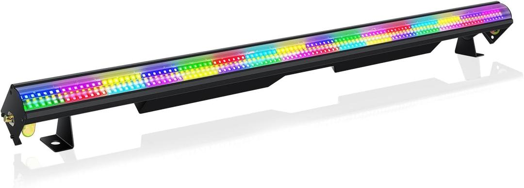 Stage Strobe Lights Bar,240W 448 LED RGBWA 5IN1 Stage Wash&Strobe DJ Light Bar DMX RDM Sound Activated 224 RGB Zones&224 Amber&White Chasing Effects for Stage Parties DJ Club Disco Wedding