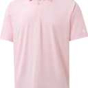 Rouen Polo Shirts for Men Dry Fit Performance Heather Stripe Golf Polo Moisture Wicking Lightweight Breathable Golf Shirts (Pink, XXXL)