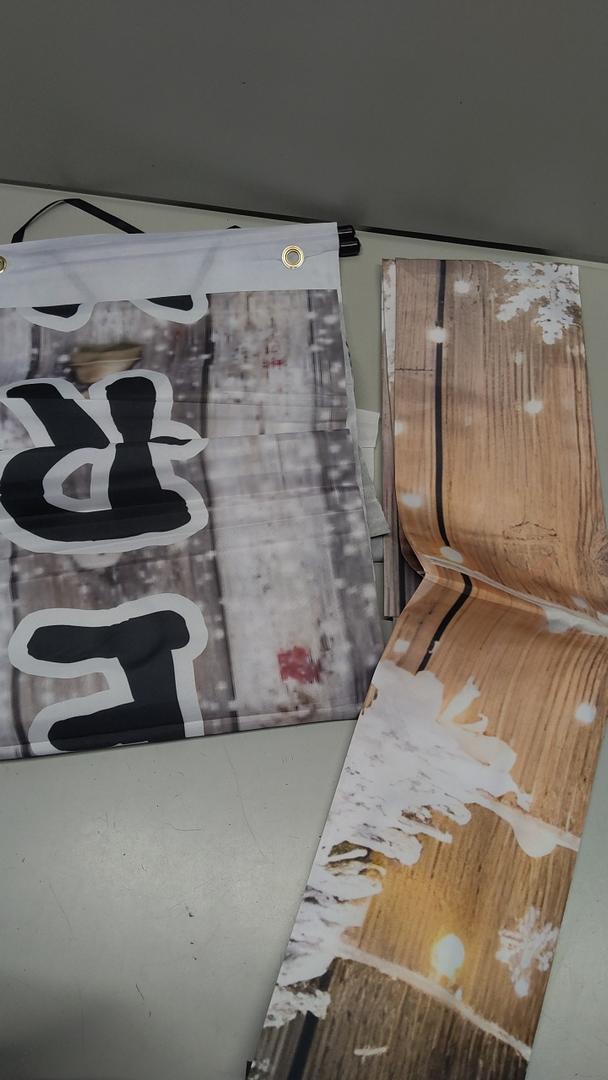 3pcs Christmas Door Cover Porch Signs Xmas Banner Front Door Cover Christmas Decor Backdrop