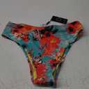 RELLECIGA Women's Cheeky Mid Waisted High Cut Bikini Bottoms (Medium, Blue Floral)