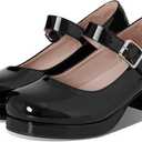 femflame Women's Low Chunky Heel Mary Jane Pumps Ankle Buckle Strap Sweet Round Toe Dress Shoes JK Cosplay Uniform Dress Shoes (7, Black)