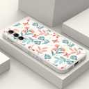 LEECG for Samsung Galaxy A15 5G Case Creative Flower Pattern Slim Liquid Silicone Cell Phone Protective for Galaxy A15 5G Cover-Leaf White