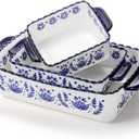 SOUJOY 3 Pack Porcelain Bakeware Set, Rectangular Baking Dishes, Lasagna Pan for Cooking, Kitchen, Casserole Dishes, Cake Dinner, Banquet and Daily Use