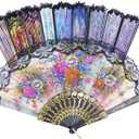 10 Pieces Spanish Hand Fan Handheld Fans for Women Floral Spanish Folding Fan Foldable Fan Vintage Fans Handheld Hand Fan for Wedding and Party Decoration