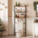 HOOBRO Over the Toilet Storage, 3-Tier Over Toilet Bathroom Organizer, Freestanding Above Toilet Shelf with Adjustable Feet, Space Saving, Easy Assembly, Rustic Brown and Black BF63TS01, 25"L x 8.7"W x 62.6"H