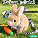Sprstar Easter Bunny Toy,Bunny My Realistic Bunny Toy,Hopping Rabbit Plush Bunny Toy,with Sounds and Movements Animated Walking Wiggle Ears Twitch Nose Gift for Toddlers Birthday(Brown Rabbit +Leash)