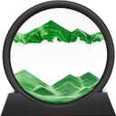Wai Danie Moving Sand Art Picture 3D Hourglass Deep Sea Sandscape Liquid Motion Display Painting Flowing Sand Frame Relaxing Desktop Home Office Work Decor(Green,7 Inches)