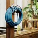 Fire Beauty Heavy-Duty Metal Hose Holder, Wall-Mounted Garden Hose Reel Organizer for Outdoor Yard, Solid Iron Decorative Hanger Storage