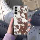Case for Samsung Galaxy S25+ with Cowhide Pattern,Farm Animal Retro Western Cattle Desgin,Trendy Soft TPU Phone Cover Bumper(S25+,Leather)