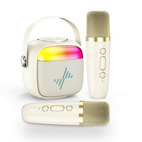 LENRUE Karaoke Machine for Kids, Birthday Gifts for Girls Boys with Wireless Microphone, Led Lights, Portable Bluetooth Speaker for Home, Family, Party (2MIC)